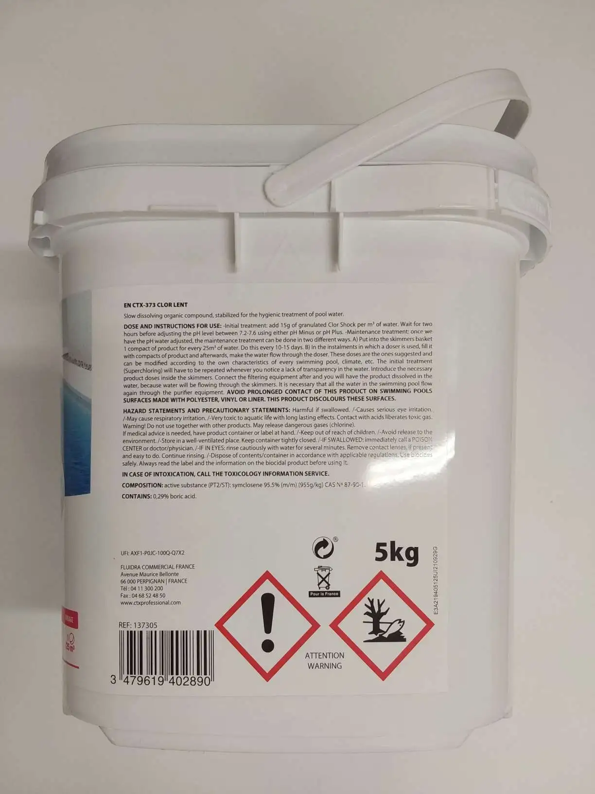 Chlore lent 5 Kg - Galet 250g - CTX 373 Astral