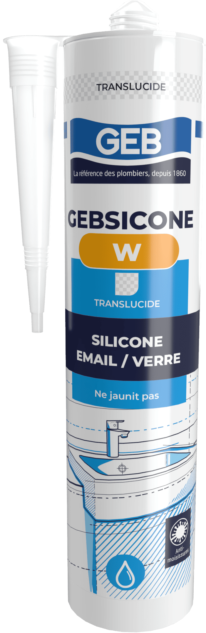 Mastic W silicone sanitaire translucide GEB