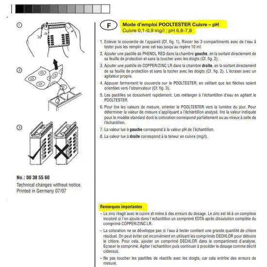 Trousse contr�le analyse pooltester Ph - cuivre