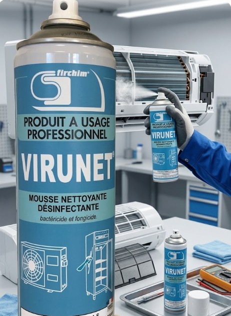 1483 7 mousse nettoyant desinfectant virunet pour climatisation et materiels firchim 1784812871