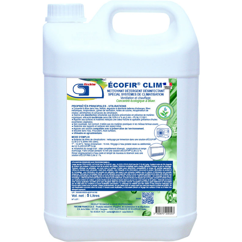 1486 3 nettoyant detergent desinfectant ecofir climatisation ventilation et chauffage bidon 5l 1759911060