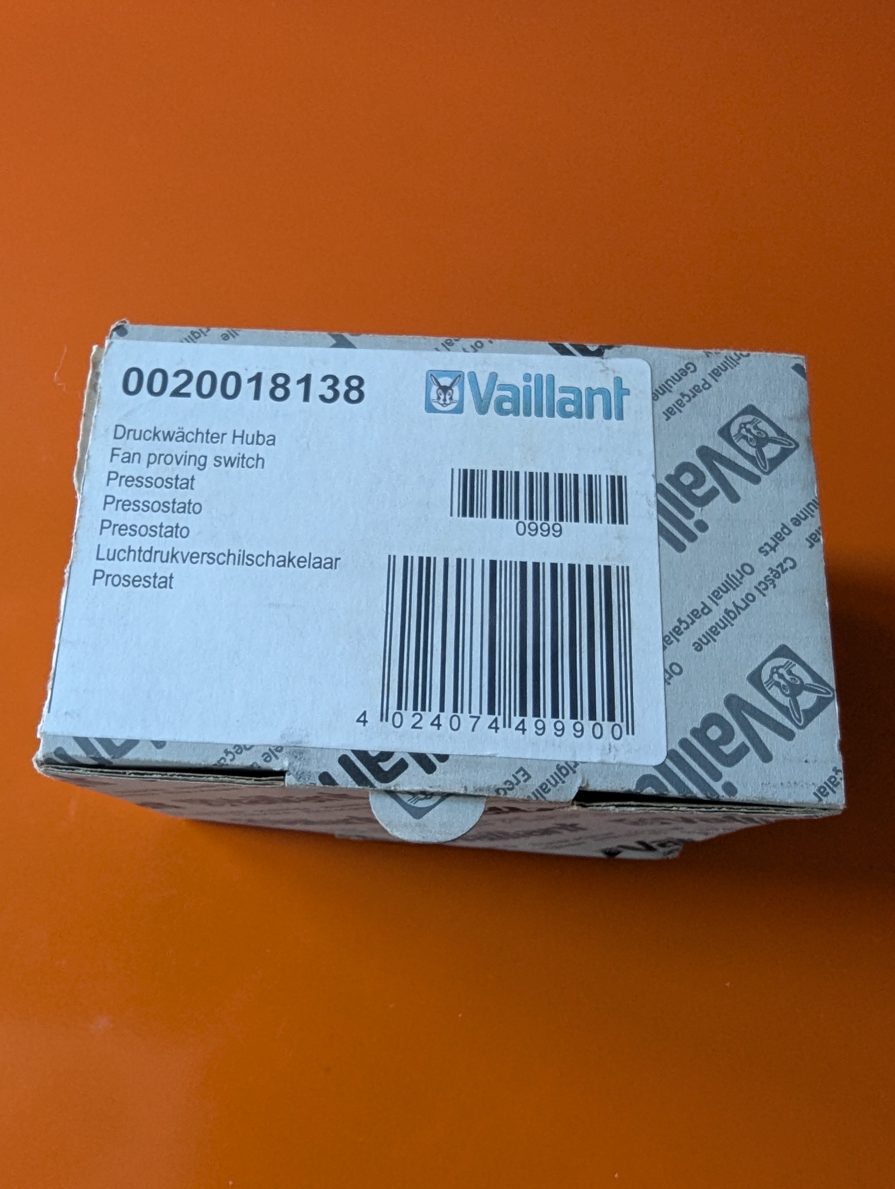 Pressostat Vaillant 0020018138 - Pièce Détachée Chaudière - Neuve