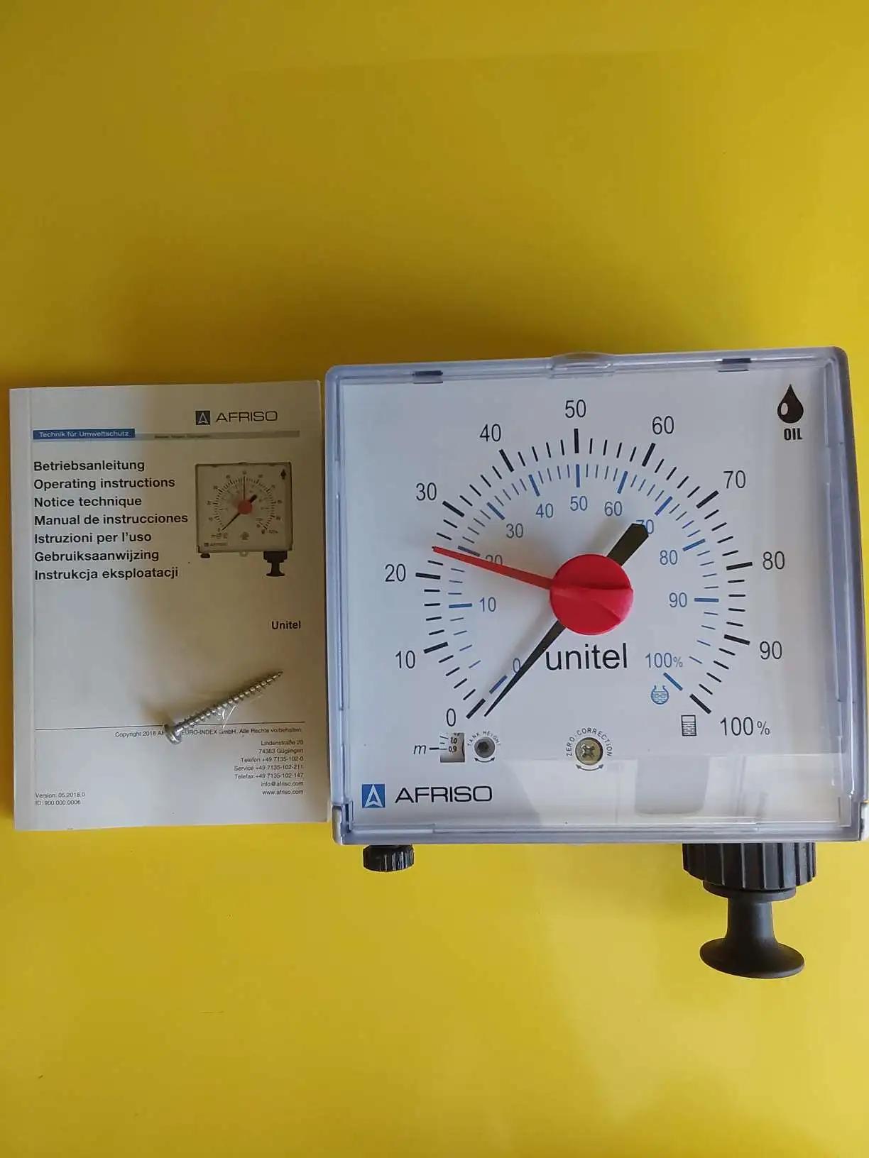 Jauge pneumatique Unitel Afriso pour cuve  Fioul - Dstockage