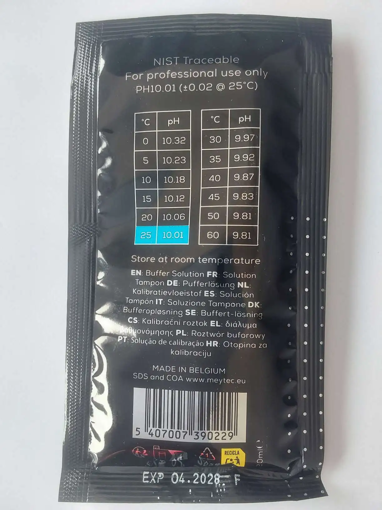 Solution tampon ph 10.01 - Analyse eau piscine