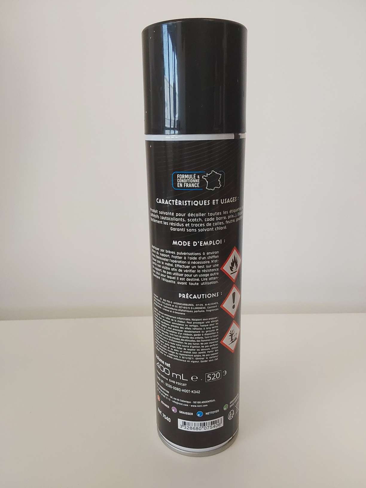 D�colle �tiquette a�rosol 520 ml -Ront
