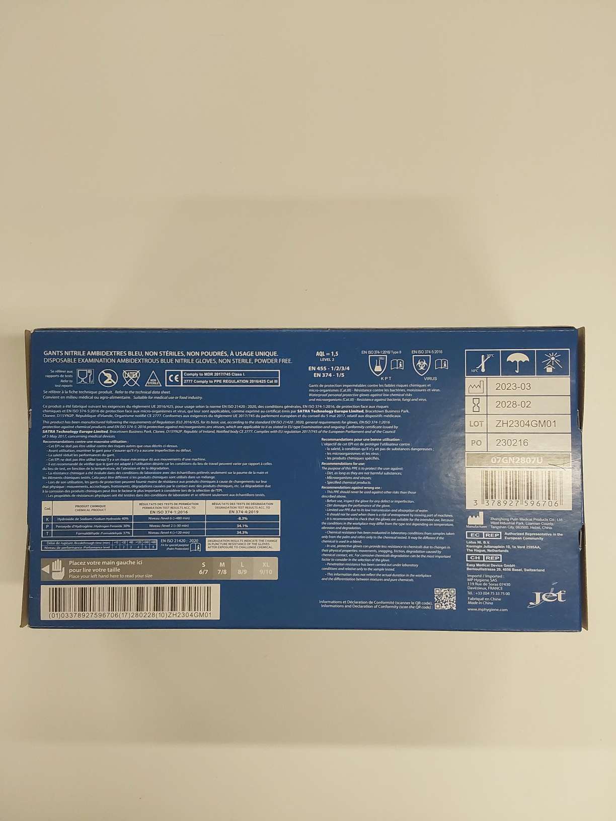 908 4 gants de protection en nitrile bleu non poudres taille s 1743671346